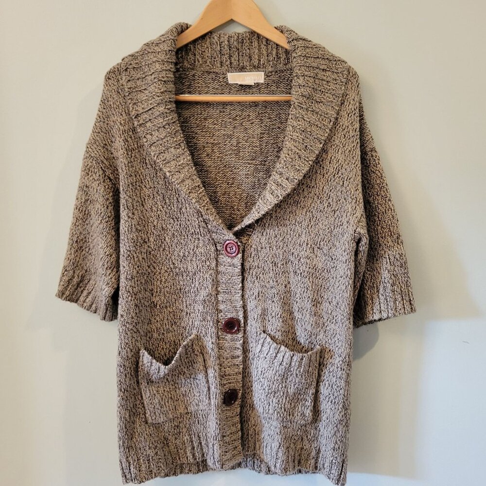 Michael Kors Medium Shawl Collar Short Sleeve Cardigan